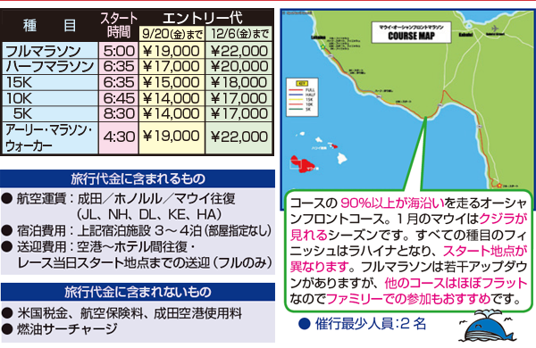 エントリー代、旅行代金に含まれるもの含まれないもの