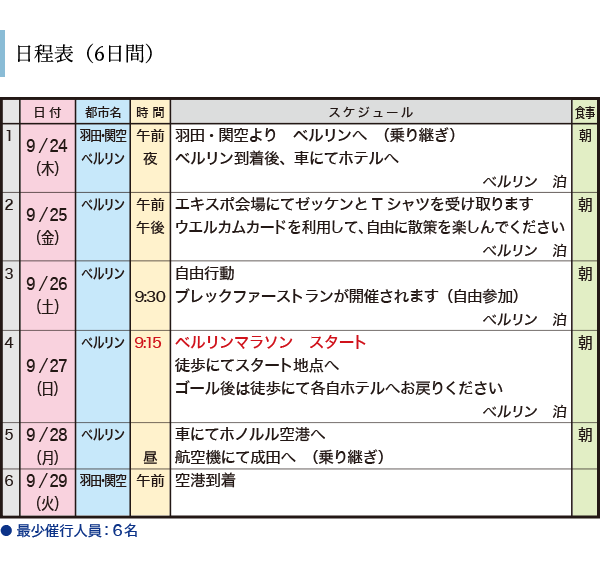 日程表（6日間）